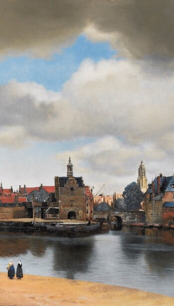 Olieverfschilderij Reproductie van Vermeers Gezicht op Delft