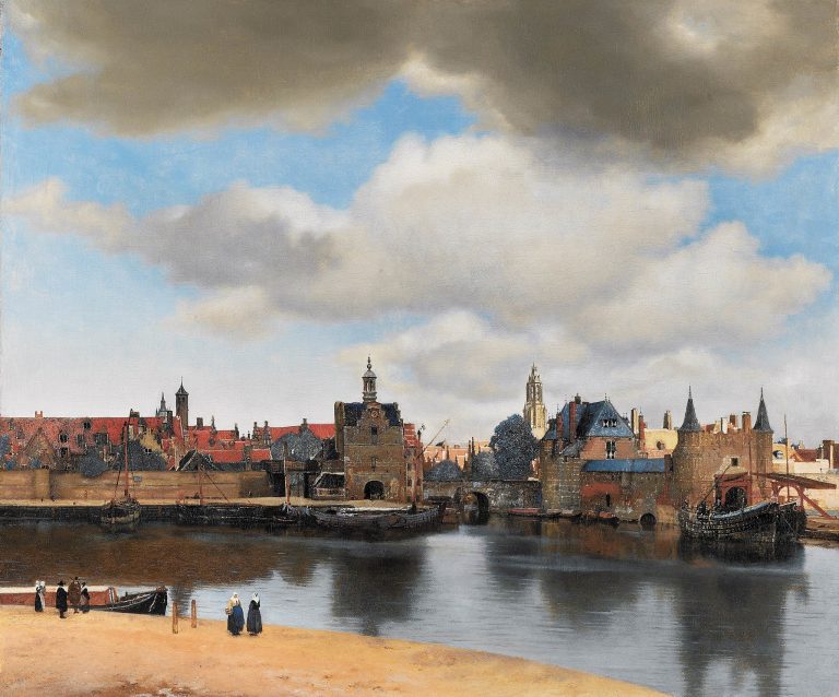 Olieverfschilderij Reproductie van Vermeers Gezicht op Delft