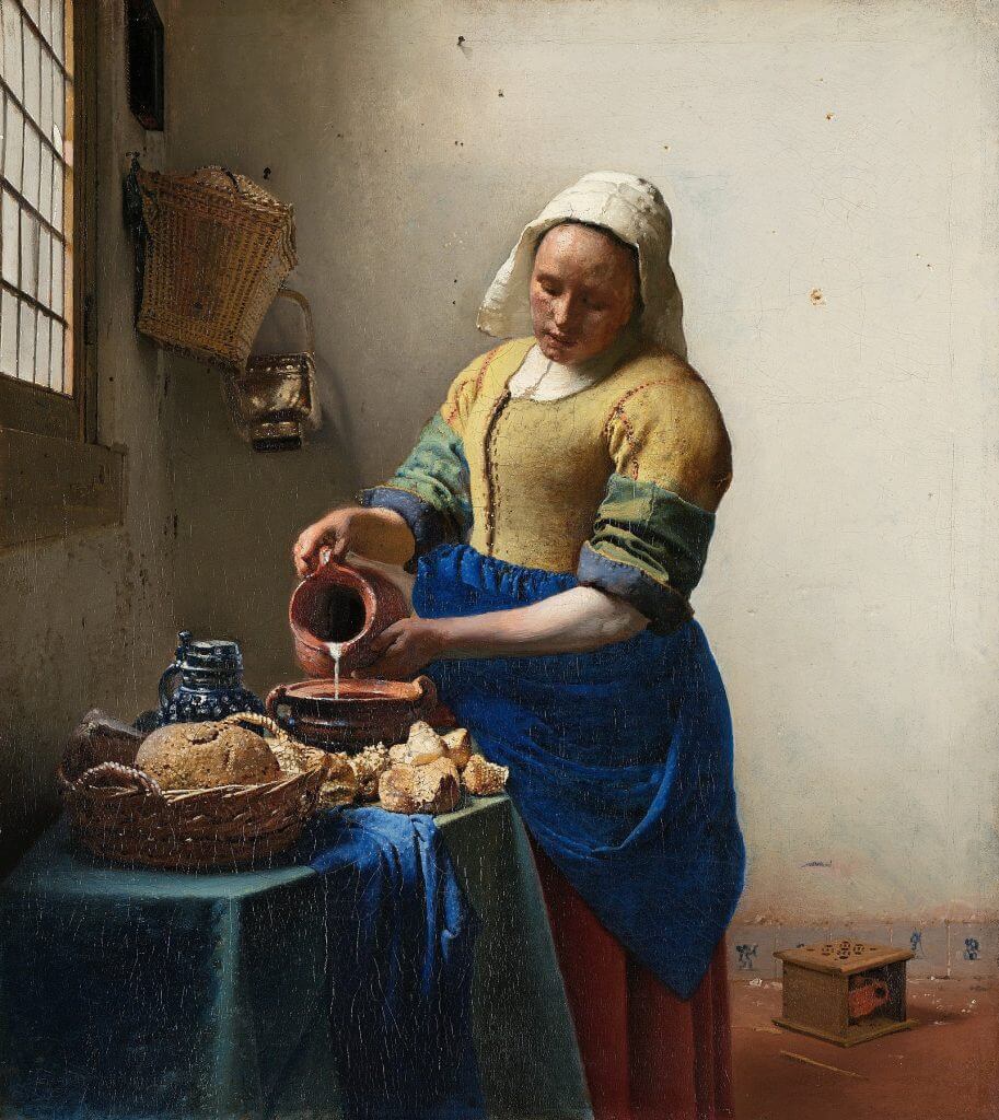 Olieverfschilderij Reproductie van Het Melkmeisje door Johannes Vermeer