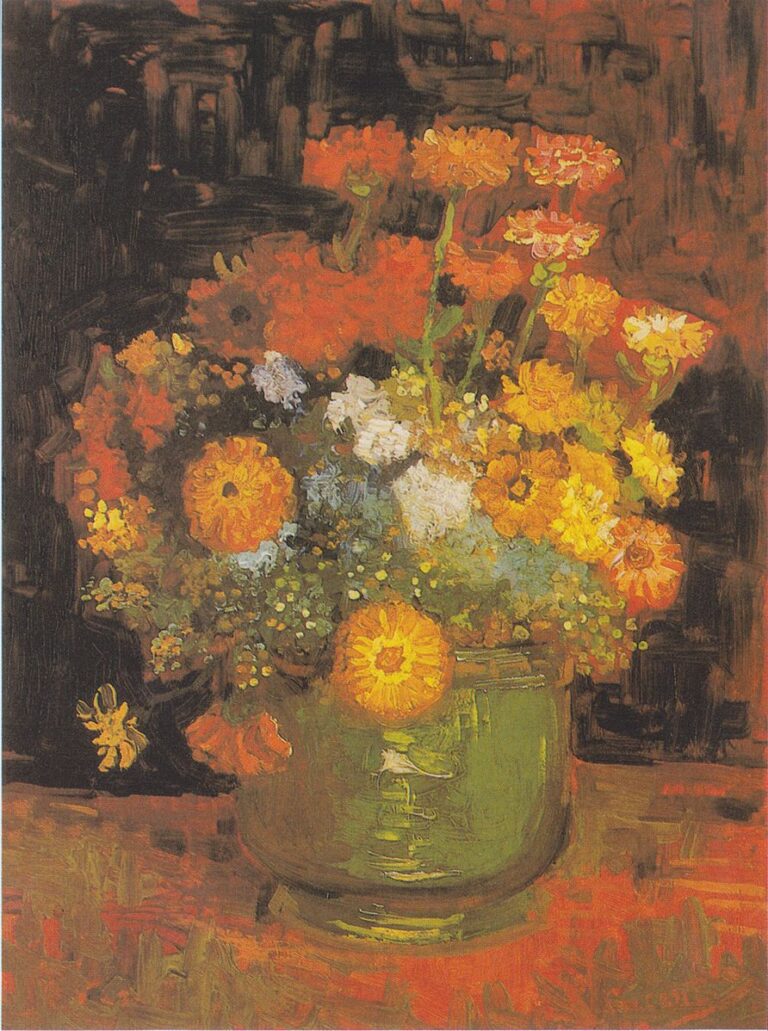 Vase with Zinnias